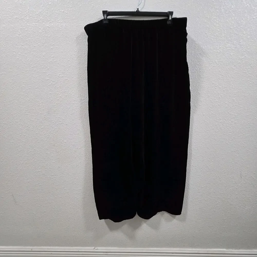 Eileen Fisher Velvet Pants Womens Plus Size XXL Black Wide Leg Silk New Whit Tag - Picture 6 of 16